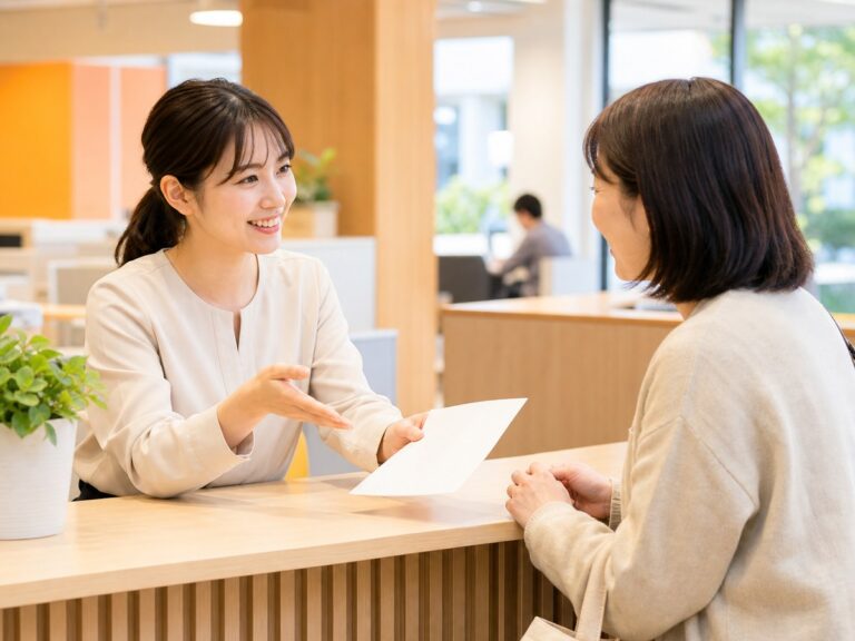 自治体の窓口で住民の相談に応じる職員（イメージ）